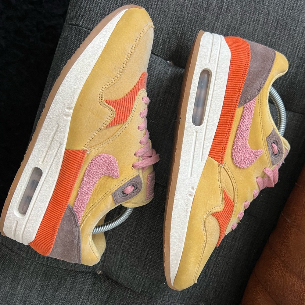Men’s Nike Air Max 1 Premium Wheat Gold Bacon Crepe Pack 2018 Size 10 - Picture 3 of 7